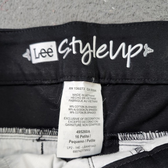 Lee Pants Womens 16 Petite Black Style Up Pull On Straight Leg Twill Stretch - Picture 6 of 8